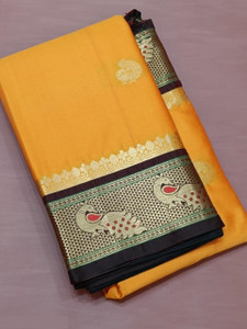 KRIYANSH Printed Paithani Jacquard, Cotton Silk Saree