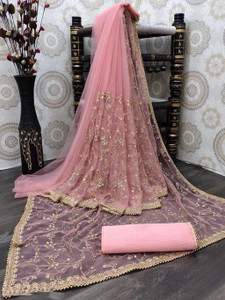 KanjiQueen Embroidered Bollywood Net Saree