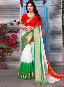 ZILVIRA Color Block, Woven Bollywood Organza Saree