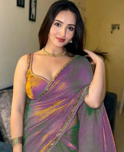 BRAHMSHAKTI Embellished Bollywood Tissue, Pure Silk Saree
