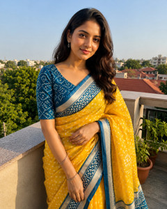 VASTRAM HERITAGE Printed Bandhani Chiffon Saree