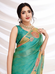 Tasrika Embellished, Geometric Print Bollywood Chiffon Saree