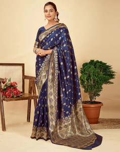 ETHNICHITZ Woven, Self Design Kanjivaram Pure Silk, Cotton Silk Saree