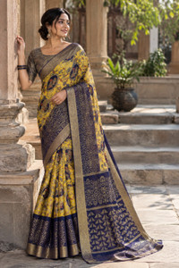 EMV Printed Daily Wear Brasso, Chiffon Saree
