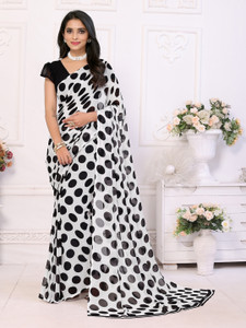 Anmi Polka Print Bollywood Georgette Saree