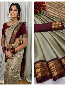SHIVAY CRATION Applique Bollywood Cotton Silk Saree