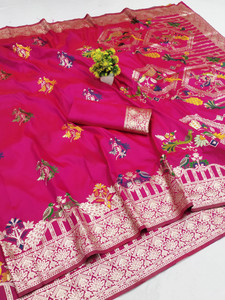 EEVLI Woven Paithani Art Silk, Silk Blend Saree