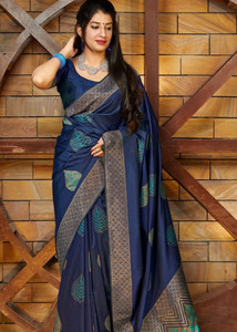 Mishita Enterprise Woven Kanjivaram Jacquard, Pure Silk Saree