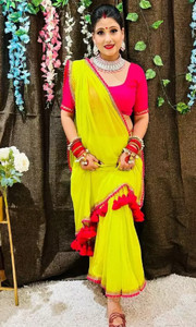 Salco Solid/Plain Banarasi Georgette Saree