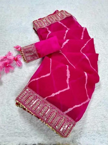 MARUTISAREE Printed Leheria Georgette Saree