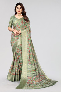 Winza Designer Printed, Woven Venkatagiri Cotton Silk, Jacquard Saree