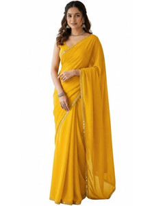 JS Clothing Mart Embellished, Solid/Plain Daily Wear Georgette, Chiffon Saree