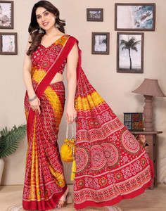 KING VULTURE Printed, Digital Print, Floral Print Bollywood Chiffon, Organza Saree