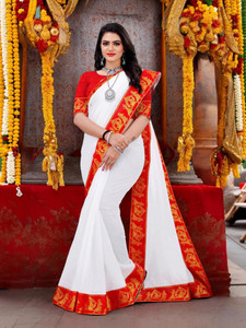 Volmina Solid/Plain Chanderi Cotton Blend Saree
