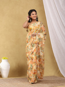 GARDEN VARELI Floral Print Bollywood Chiffon Saree