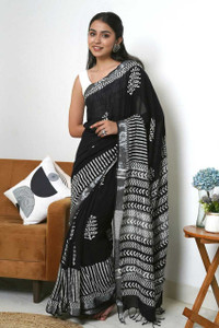 Pallo Latke Printed Daily Wear Cotton Linen Saree