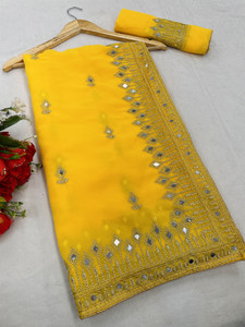 NETRA BOUTIQUE एम्ब्रॉइडरेड बॉलीवुड जोर्जेट साड़ी