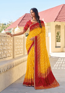 Laxmipati sarees प्रिंटेड डेली वियर शिफॉन साड़ी