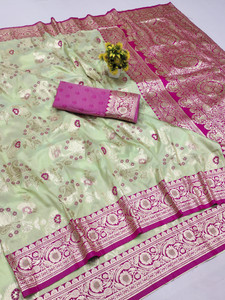 XSOUL Printed Banarasi Art Silk, Silk Blend Saree