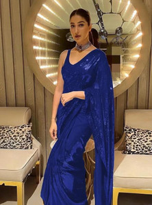 NAMRA TEX Solid/Plain, Embellished Bollywood Georgette Saree
