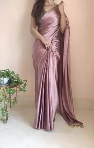 Suntex Solid/Plain Bollywood Satin Saree