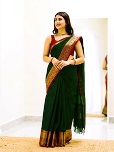SuperLaxmi Self Design, Woven, Temple Border Kanjivaram Silk Blend, Pure Silk Saree
