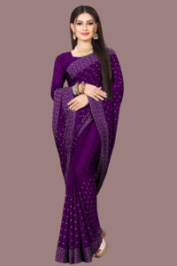 rudraCreation Embellished Chanderi Georgette Saree