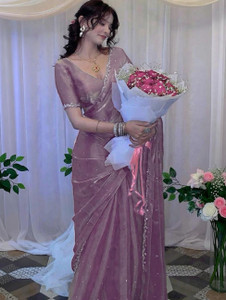 ShiVAdit Ethnic Embellished Bollywood Organza, Art Silk Saree