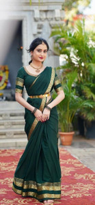 VELUIC VASTRA Woven Bollywood Crepe, Silk Blend Saree