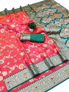 Ratnavali Woven Banarasi Silk Blend, Art Silk Saree