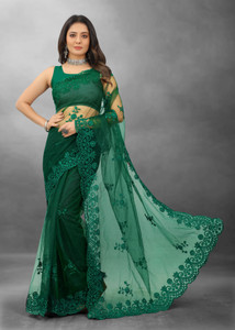 Barkiya Creation Embroidered Bollywood Net Saree