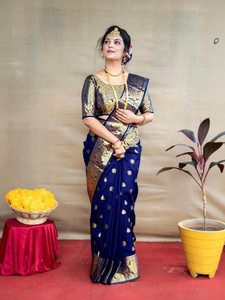 TIGERSNAKE Woven Kasavu Silk Blend Saree