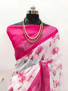 Marabout Digital Print Bollywood Cotton Linen Saree