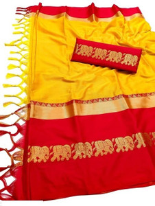 ParshviFashion Woven Dharmavaram Cotton Silk Saree