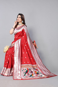 GK Textiles Woven Paithani Silk Blend Saree