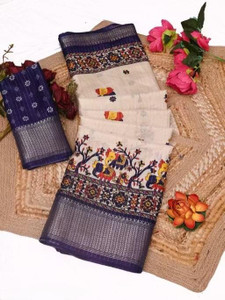 Grubstaker Printed Daily Wear Tussar Silk Saree
