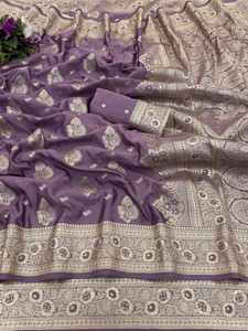 KanjiQueen Woven Banarasi Satin, Pure Silk Saree