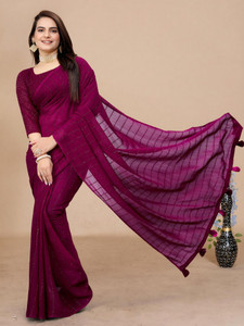 K 5 FASHION Self Design, Striped, Dyed Bollywood Chiffon Saree