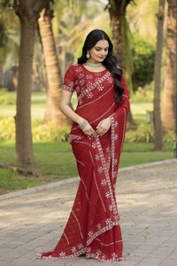 Krishna R fashion Applique Kanjivaram Silk Blend Saree