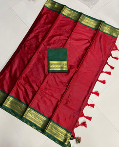 Paramparik Textile Woven, Striped Narayanpet Cotton Silk Saree