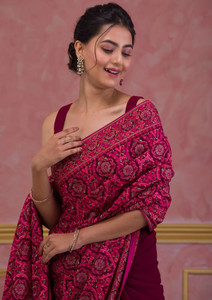 Trendmalls Embroidered Bollywood Silk Blend Saree