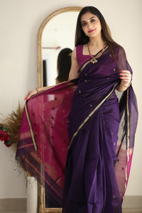 WOMENELEGENCE Printed Banarasi Cotton Silk Saree