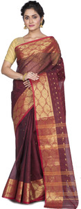 PuJoy Woven Tant Pure Cotton Saree