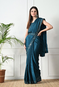 Pionex Solid/Plain Bollywood Chiffon, Silk Blend Saree