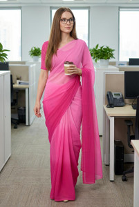 kashvi sarees डाइड, ओम्ब्रे डेली वियर जोर्जेट साड़ी