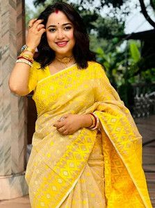 Mondal Saree Centre Woven Jamdani Cotton Blend Saree