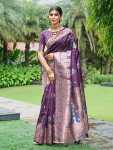 GARIYA Embellished Banarasi Silk Blend Saree
