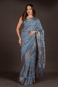 MIRCHI FASHION Printed, Embellished Kalamkari Cotton Silk, Silk Blend Saree