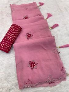 KONICA FAB Solid/Plain Bollywood Chiffon Saree