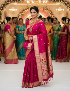H.K.vaishnav Woven Paithani Silk Blend Saree